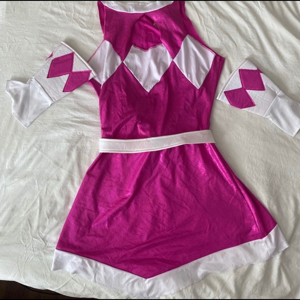 Women’s pink Power Rangers Halloween costume in medium.